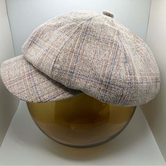 NWOT Cream/Plaid Retro Newsboy Hat - Picture 6 of 7